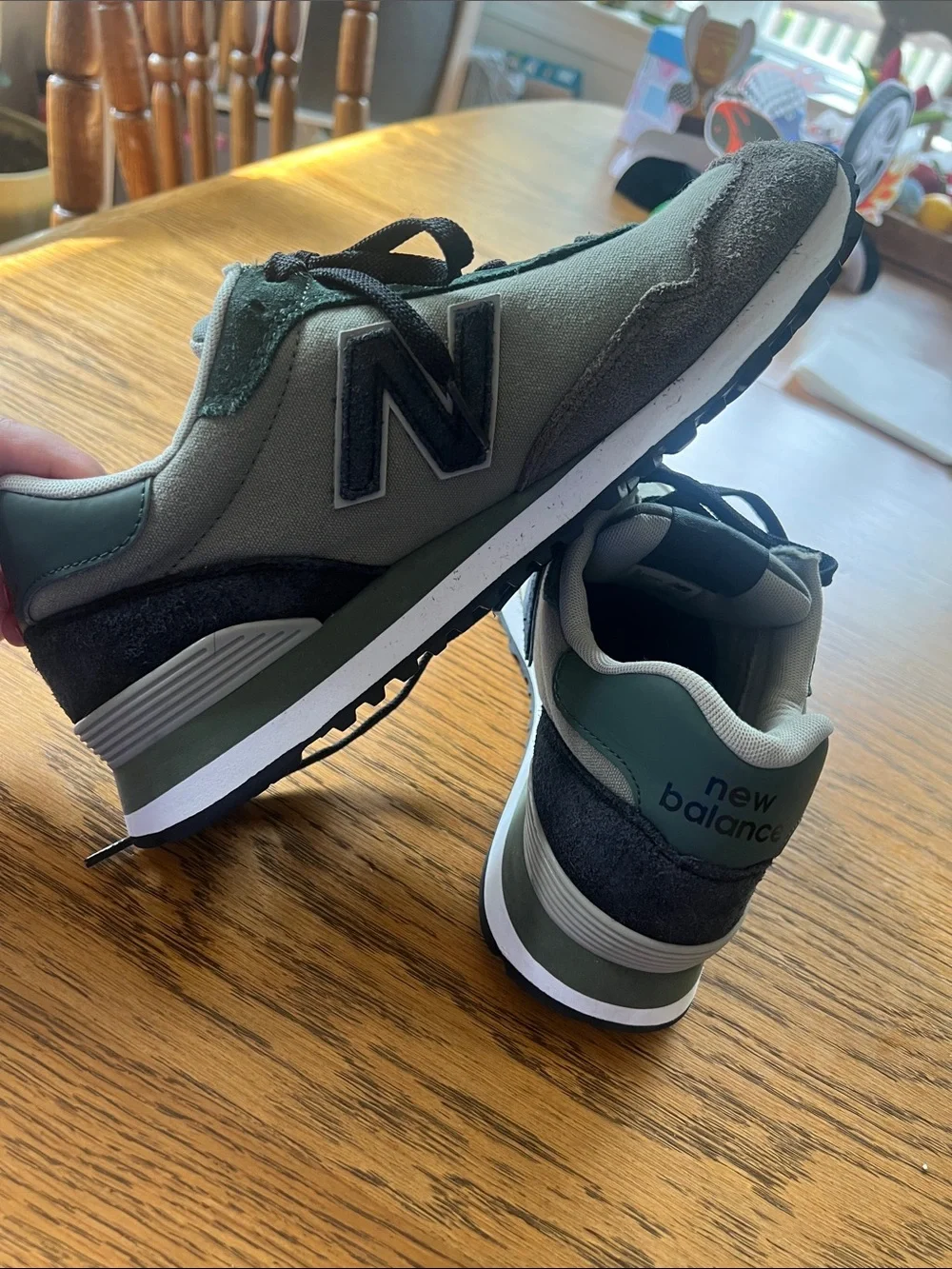 New Balance Olive Green and Gray Athletic Lace-Up Sneakers
